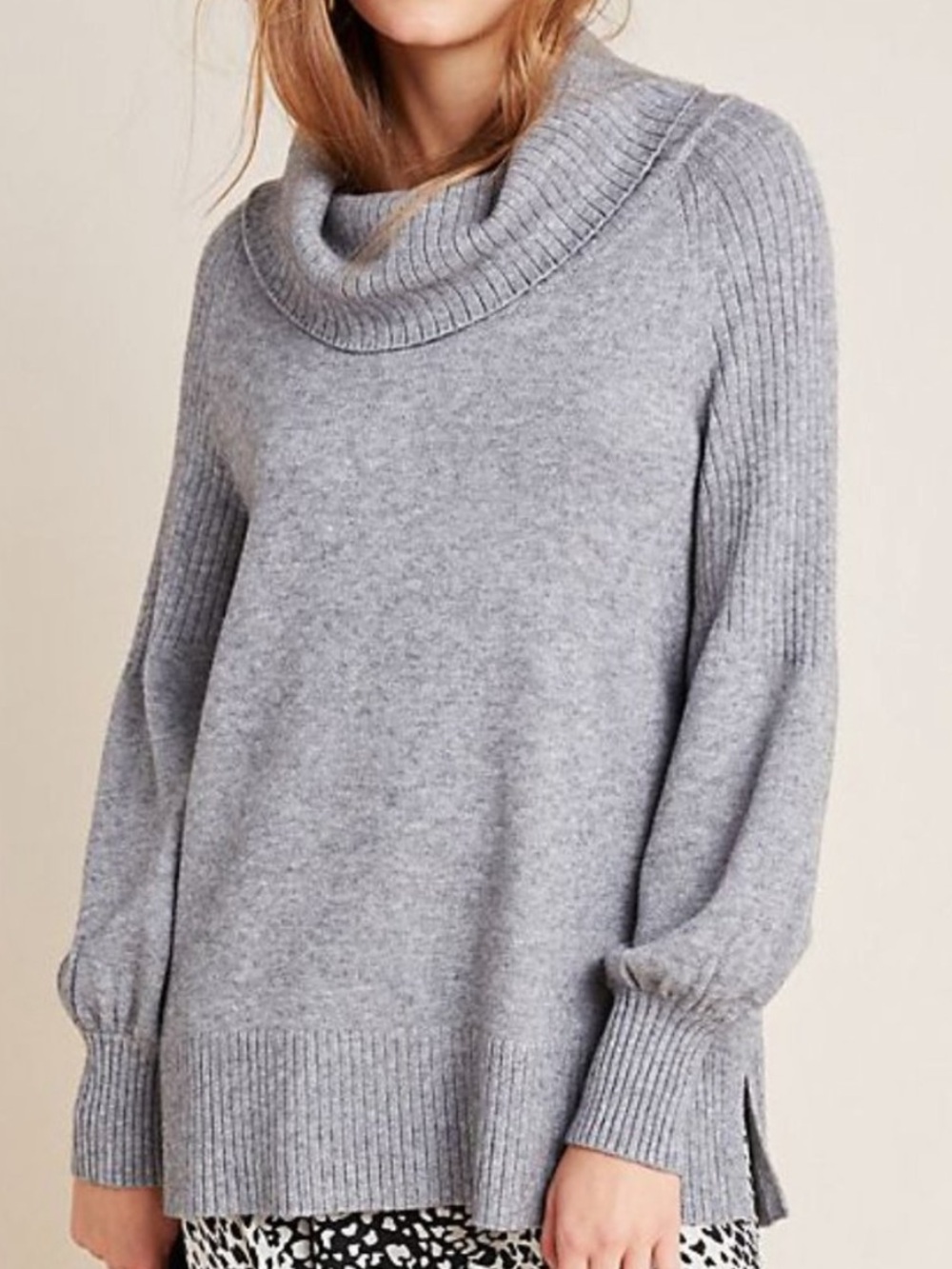 Anthropologie Paloma Knit Tunic Sweater in Grey Sz S